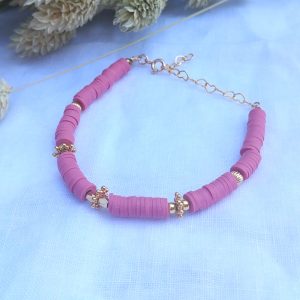 Bracelet heishi TULUM ROSE plaqué or