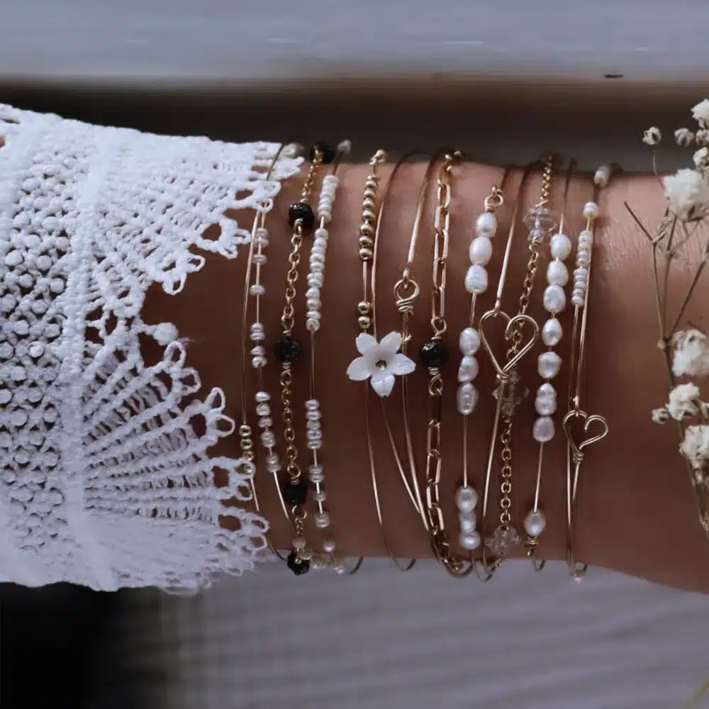 Jonc(s) ORGANIQUE perles or – Image 4