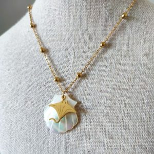 Collier raie manta acier inoxydable doré – Bijoux spirituels Bretagne