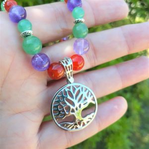 Collier Bonheur améthyste cornaline aventurine – Fait main France – Bijou d’âme