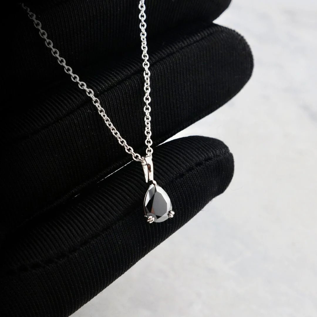 Collier Moissanite noire en or 10K - 14K - 18K ou platine – Image 2