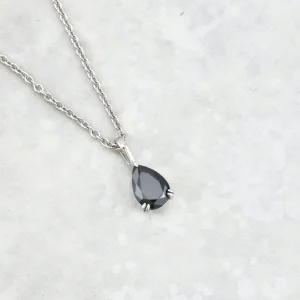Collier Moissanite noire en or 10K - 14K - 18K ou platine