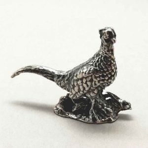 Faisan en étain argenté