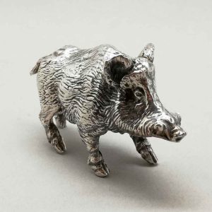 Sanglier en étain argenté