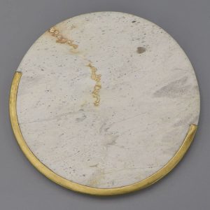 Dessous de Bouteille Rond Pierre naturelle et demi liseré laiton