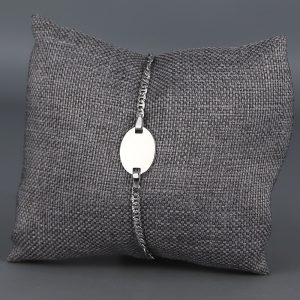 Gourmette bébé argent massif avec plaque ovale bombée