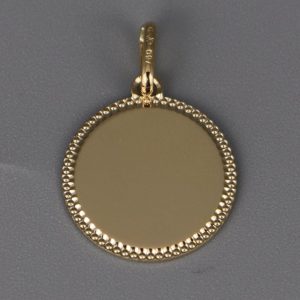 Médaille Jeton perlé en Or jaune 18 carats 15mm
