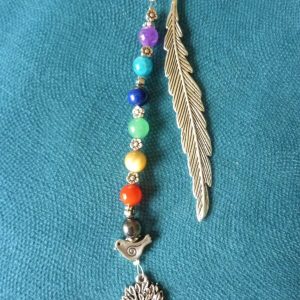 Marque page chakras forme plume, oiseau et arbre de vie – Fait main Bretagne
