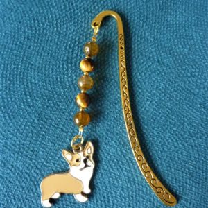 Marque page chien corgi anglais – Fait main Bretagne – Pierres naturelles
