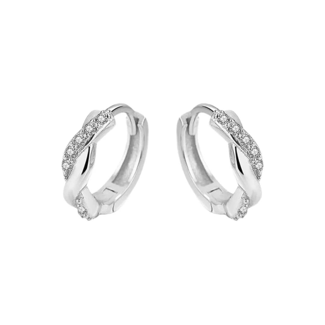 Boucles d'oreilles Huggies Scintillante Torsade en argent sterling – Image 4