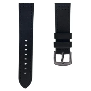 Bracelet de montre en cuir noir -  attache rapide