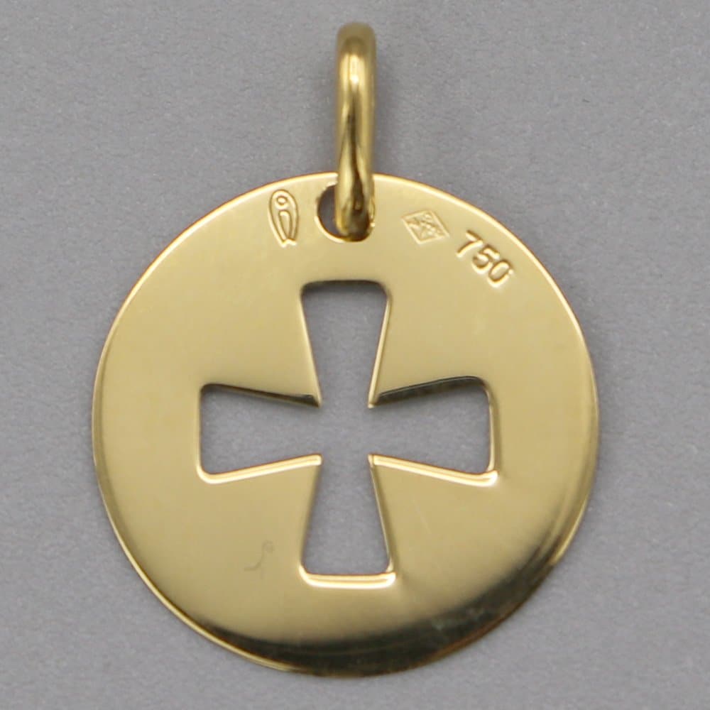 Médaille de baptême Croix de Malte ajourée en Or jaune 18 carats – Image 3