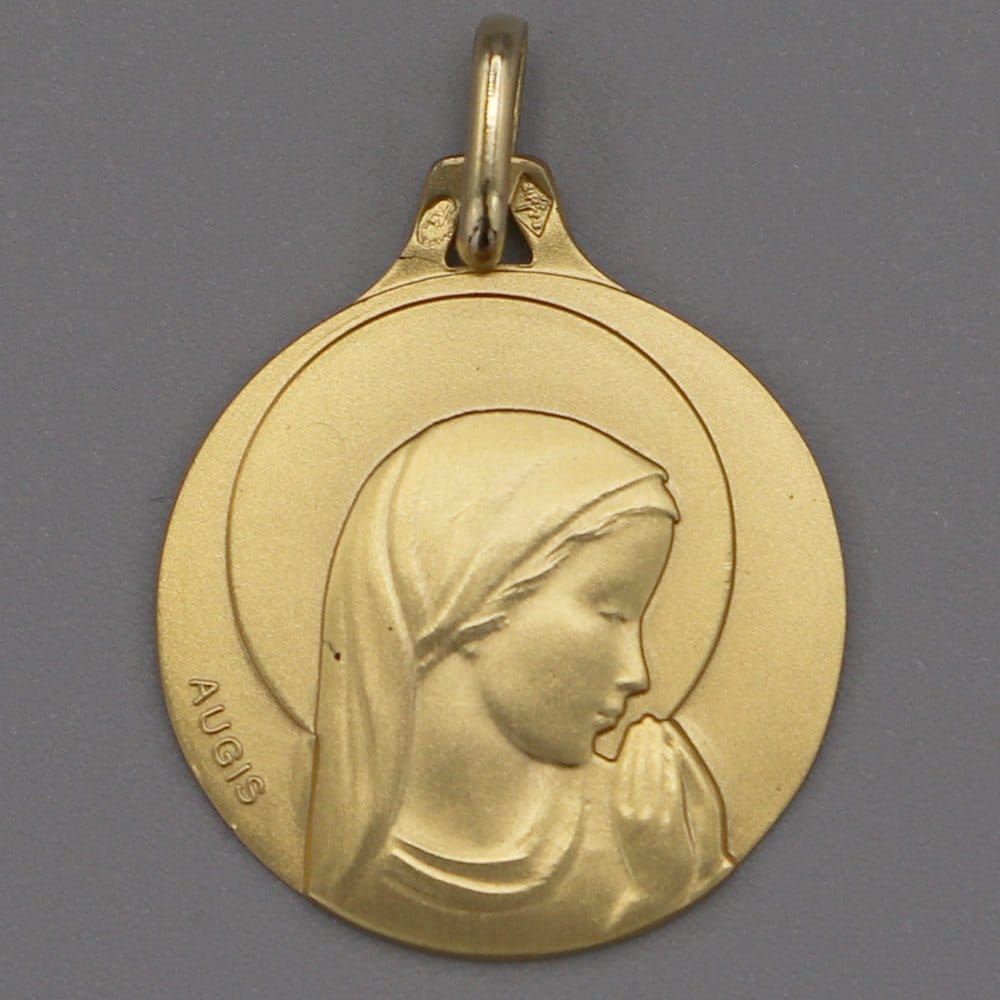 Médaille de baptême Vierge douce en prière en Or jaune 18 carats – Image 3