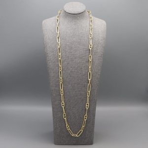 Sautoir Mailles marines et Mailles ovales alternées en Argent plaqué or