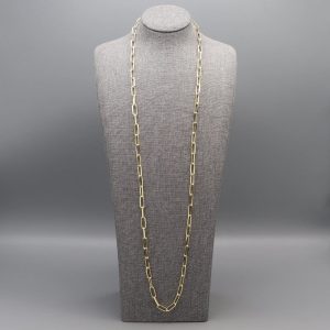 Sautoir en chaine de maillons rectangles en Argent plaqué or