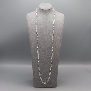 Sautoir en chaine de maillons rectangles en Argent massif