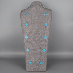 Sautoir 12 fleurs Turquoise en Argent massif