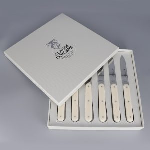 6 Couteaux blanc ivoire 6.16 en coffret bois